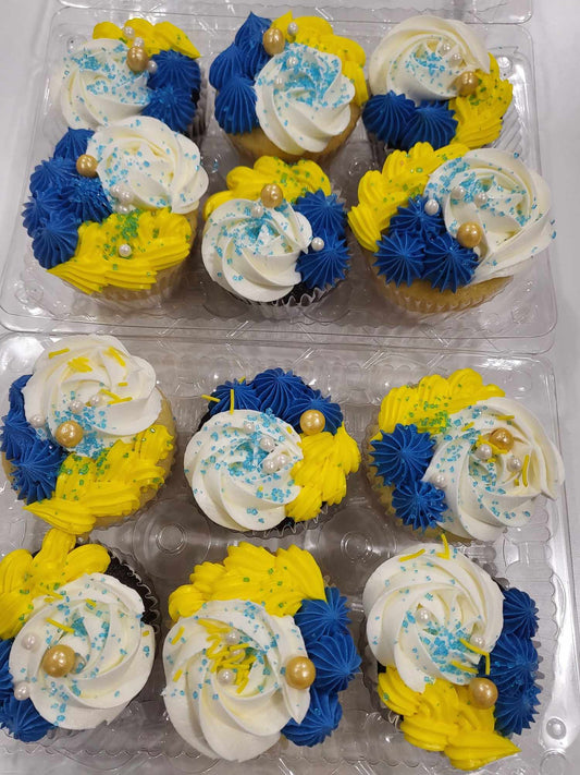 Cupcake bleu et jaune